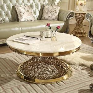 China 304 Stainless Steel Hotel Coffee Table Modern Luxury Round Coffee Table supplier