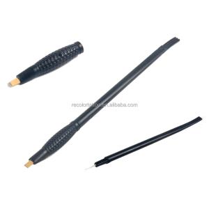 China New 2-in-1 Disposable Microblading Pen 18U 5R Blade Feather Brows Semi Permanent Makeup 3D Brows HairStrokes Ruler supplier