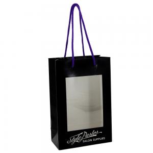 China Printed Black Paper Shopping Bags Gift Window Packaging Bags With Handles Wholesale wholesale