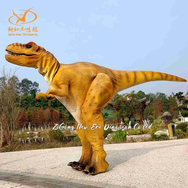 China Costume de dinosaure réaliste jaune, cadre en acier, caoutchouc silicone, 3-4m wholesale