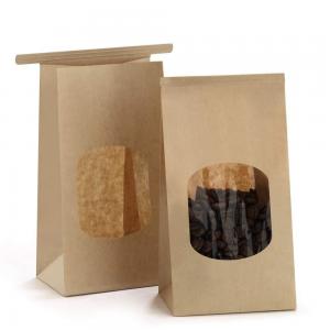 China Stand Up Kraft Paper Bag With Clear Window For Coffee Bean Luxury Packaging Style supplier