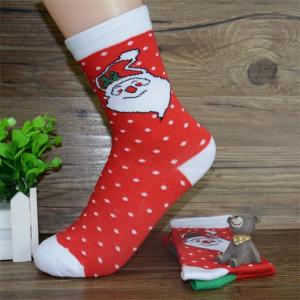China Lovely cartoon christmas santa claus design cotton winter thick wearing socks for women supplier