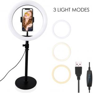 Selfie Ring Light with Stand, Phone Holder for Makeup Live Stream Video Photography TikTok YouTube