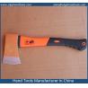 felling axe with fiberglass handle with rubber grip, forged axe head, colorful