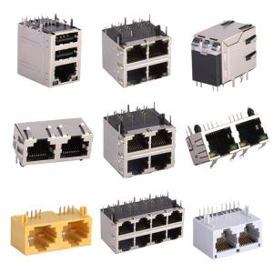 China Shielded 1 2 Port 1X2 1X4 2X2 Cat6 RJ45 Jack Plug With LED supplier