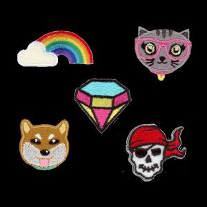 China Custom Patch Embroidery Stickers with Embroidered Designs Cat Dog diamond skull rainbow supplier