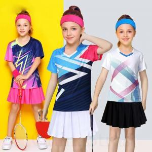 China Cotton Sports Wear Clothing Tee Shirts Skirt Sets For Girls Children supplier