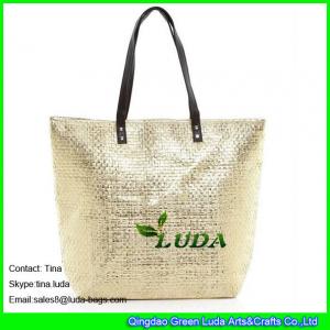 China LUDA cute  purses for sale metallic paper cloth fabric straw beach totes supplier