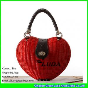 LUDA fashion heart shape rattan plaited woven shoulder bag cross body bag