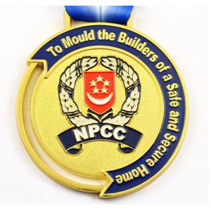 China Swimming Medal Round Donuts Shape Medal Antique Cooper Medal with Hollow out Through Ribbon for Government supplier