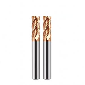 Square Solid Carbide End Mill HRC55 Degree Bronze Color Coating 4 Flutes