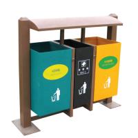 China Surface Mounted Metal Outdoor Trash Bin Rectangular Shape For Public on sale