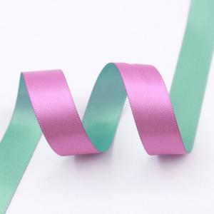 Double Colors Polyester Ribbon Roll Rose Blue 25mm Satin Poly Ribbon