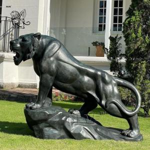 Bronze Roaring Tiger Statue Brass Copper Animals Sculpture Life Size Metal Outdoor Garden