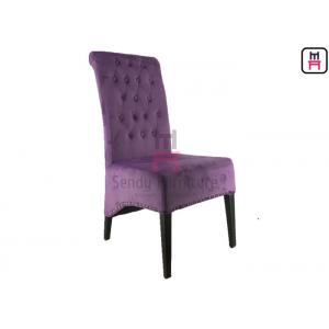 China Featuring Button Velvet Metal Dining Chair Tufted High Back For Restaurant Hotel wholesale