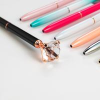 China Personalized Diamond Crystal Metal Ballpoint Pen for Gift 2.5g 0.35mm Writing Width on sale