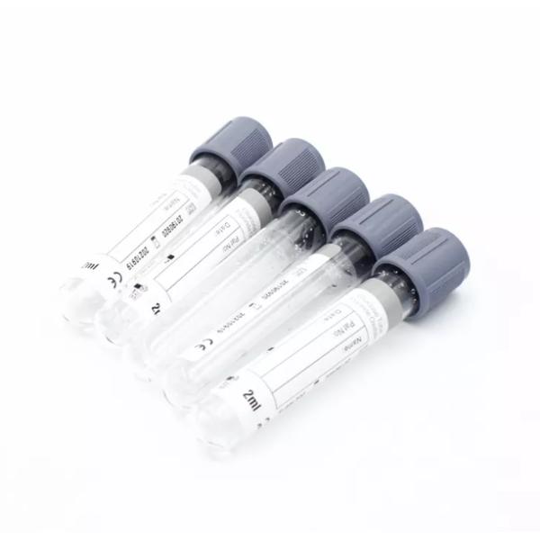 Grey cap cover made of PET or glass material, sodium fluoride + EDTA/sodium heparin/potassium oxalate single-use vacuum blood collection tube, for clinical blood glucose testing