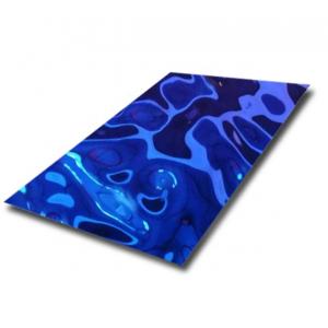 Decorative Stainless Steel Sheet Metal Blue PVD Color Coating Water Ripple