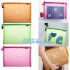 China OEM mesh plastic A4 file bag with zipper, net netting document bag pouch, customized PEVA coated net polyester fabric fo wholesale
