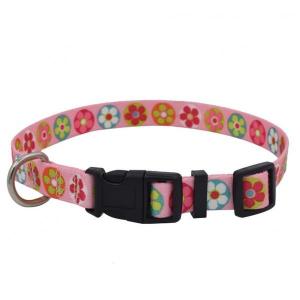 Adjustalbe Personalized Nylon Dog Collar Easy Clean With Reflective Line