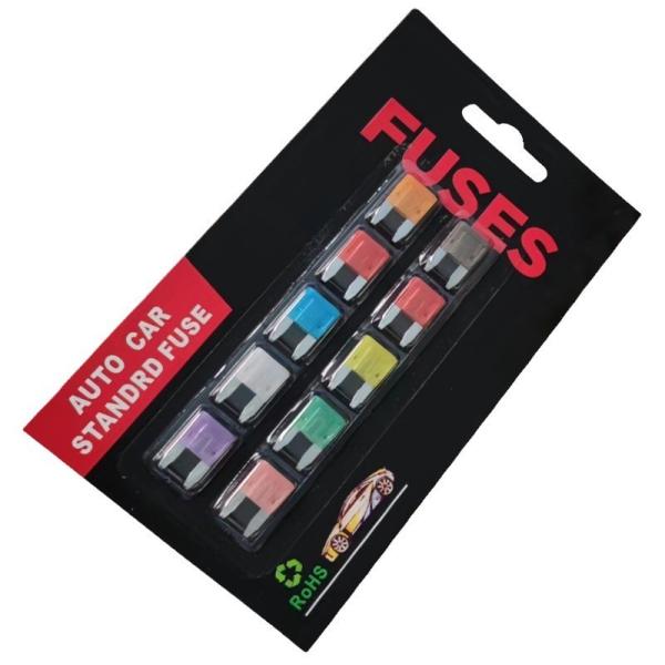 10pcs Blister Card Package Auto Car Blade Fuse ATO ATY Standard/Mini/Low Profile/Micro2 Size Fuse for Trolley in Blister Pack