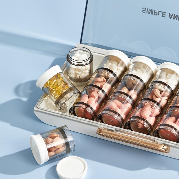 Portable 21 Grids Weekly Pill Organizer Pill Container Vitamin Organizer 7 Days Pill Organizer