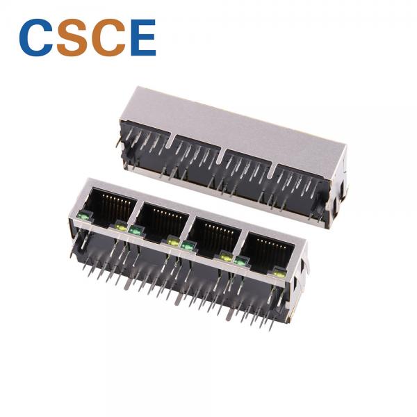 1 * 4 Port RJ45 Connector Transformer 100Base - T Shielded For IP Phone / X DSL