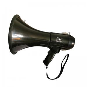 50W Large Power Plastic Handheld Black Megaphone with Music Siren Versatile Functions