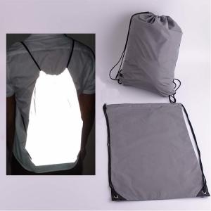 China Holographic Hi Vis Reflective Backpack Cycling Light Recycled Polyester Cotton Plain Sport Shopping Drawstring supplier