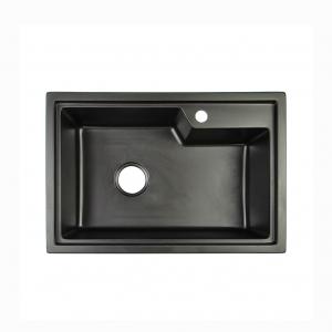 China Acrylic Resin Black Quartz Kitchen Sink With Drainboard 680*460mm supplier