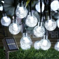 China Outdoor Solar String Lights 45.5Ft 60 LED Solar Powered String Lights Crystal Ball Lights Solar Fairy Patio lights on sale