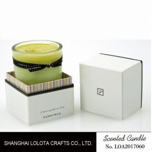 China Green Color Luxury Soy Wax Candles With Ribbon And White Color Rigid Gift Box supplier