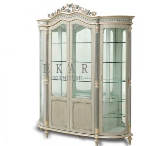Luxury Home Furniture Livingroom Glass Cabinet Single Door Handcarved Decorative Cabinet