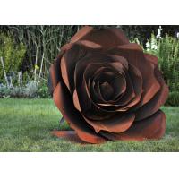 China Rose Flower Corten Steel Sculpture , Rusted Metal Garden Sculptures on sale