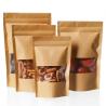 Recyclable And Biodegradable Kraft Paper Bags For Food Packaging With Transparent Windows And Customizable Printing Patterns.