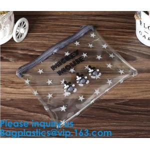 Logo Printed Plastic Stationery Packaging Bag Custom Pvc Zipper Slider Bag,Matte Frosted PVC Slider Zipper Bag Plastic B