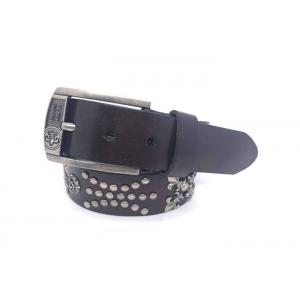 Casual Cowhide Mens Leather Studded Belt For Jeans / Punk Rock Rivets Belt With Buckle