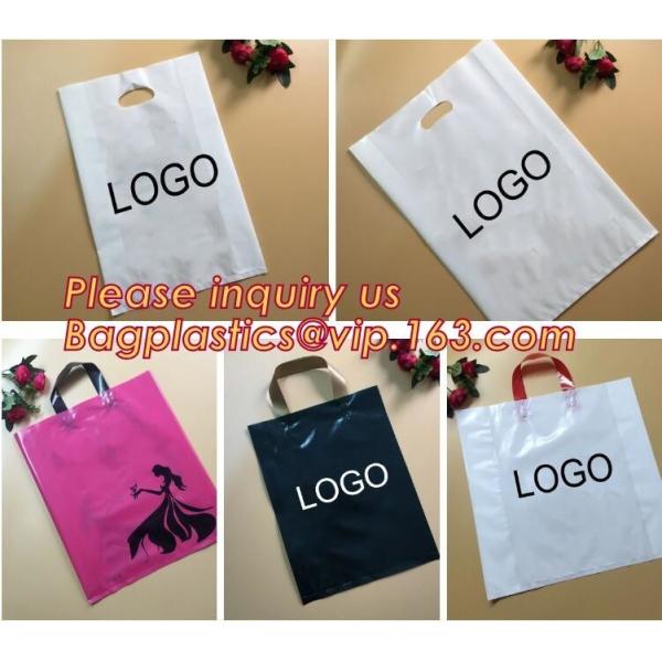 Las bolsas de plástico suaves biodegradables de la manija del lazo del ldpe con el logotipo modificado para requisitos particulares impreso, almidón de maíz hicieron el Sof biodegradable impreso