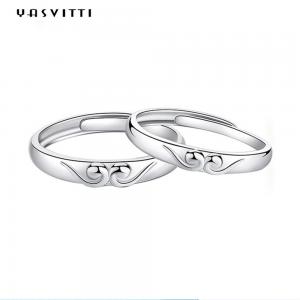 925 Silver Gold-Plated Couple Rings Engagement Wedding Anniversary Silver Rings
