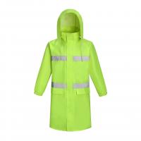 China Safety High Visibility Raincoat One Piece PU Coating Reflective Rain Wear on sale