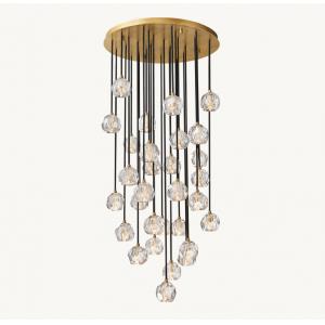 Boule De Cristal Clear Glass Round Cluster Custom Made Chandelier 30'' With Vintage Finish