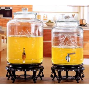 China 5L 8L Glass Storage Jars Stainless Steel Faucet For Orgnge Juice OEM Accepted supplier