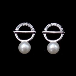 China Simple Design 6mm Freshwater Pearl Earrings Stud / 925 Sterling Silver Jewelry supplier