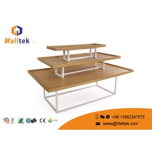 China Metal Frame Wooden Display Shelves Printed Logo Small Wooden Display Stands supplier