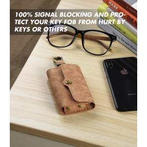 Dustproof Brown Leather Key Holder Wallet For Girls Faraday Practical Design