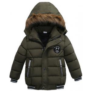 China Fashionable Kids Hooded Puffer Jacket , Plain Dyed Boys Down Winter Coat supplier