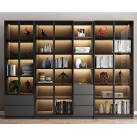 China H200cm W240cm Hotel Room Cabinet 5 Shelf Book Case With Glass Door on sale