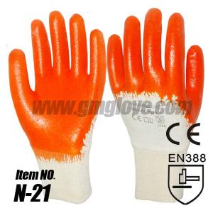 Cheap Orange Nitrile Gloves Cotton Cloth