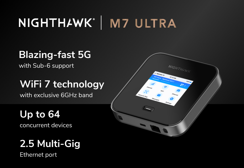 China NIGHTHAWK M7 Ultra M7500 5G MmWave WiFi 7 5.8Gbps with 2.5G Ethernet Mobile Hotspot Router wholesale