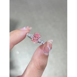 2.5ct Fancy Pink Lab Created Diamond Engagement Rings 18K White Gold Bridal Ring
